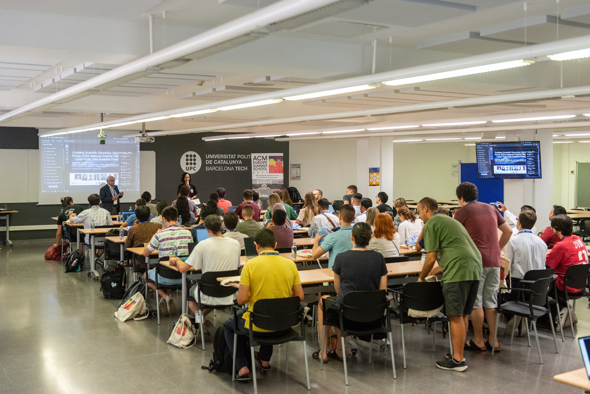Photo of a lecture during the 2025 ACM Europe Summer School on HPC and AI