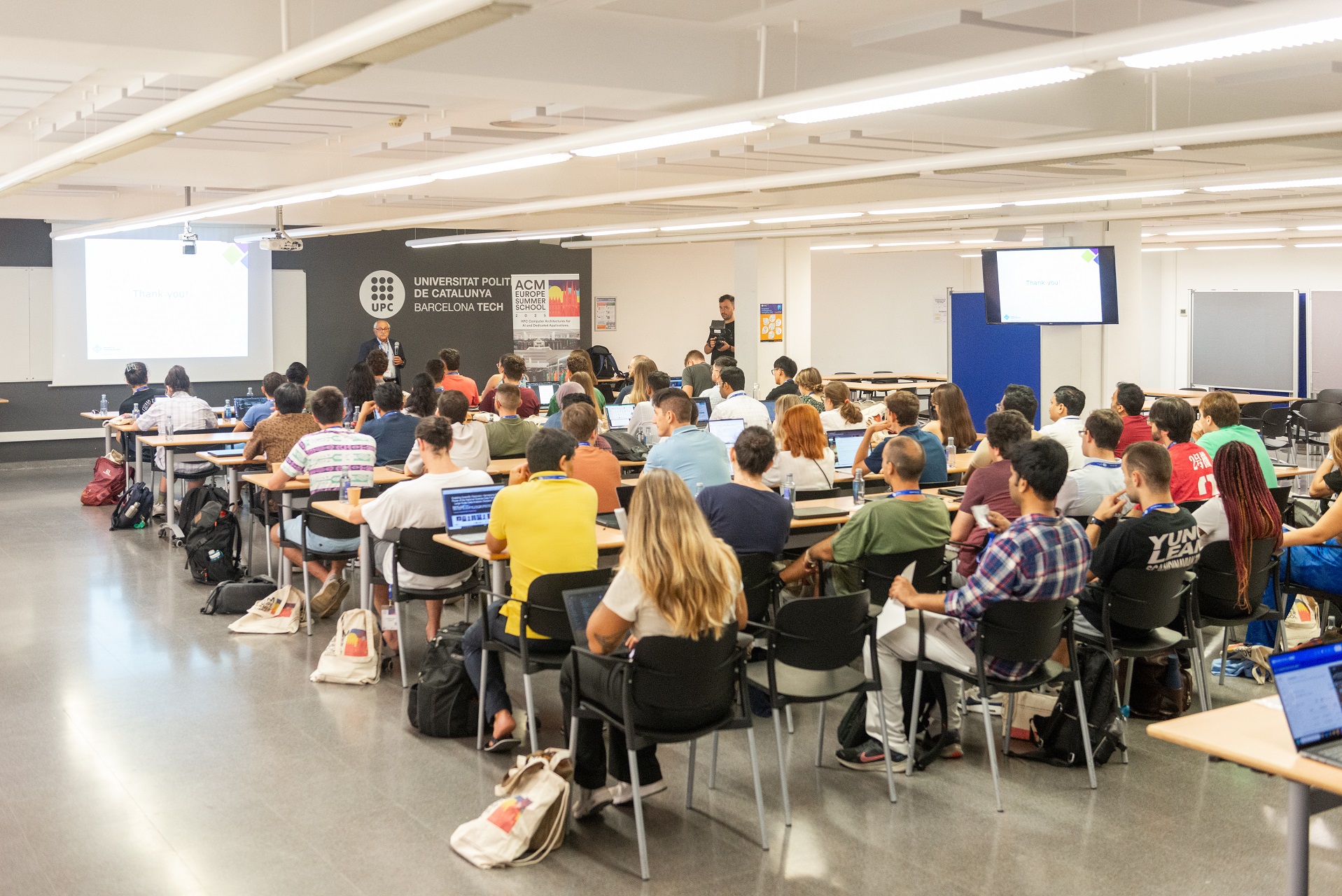 Photo of a lecture during the 2025 ACM Europe Summer School on HPC and AI