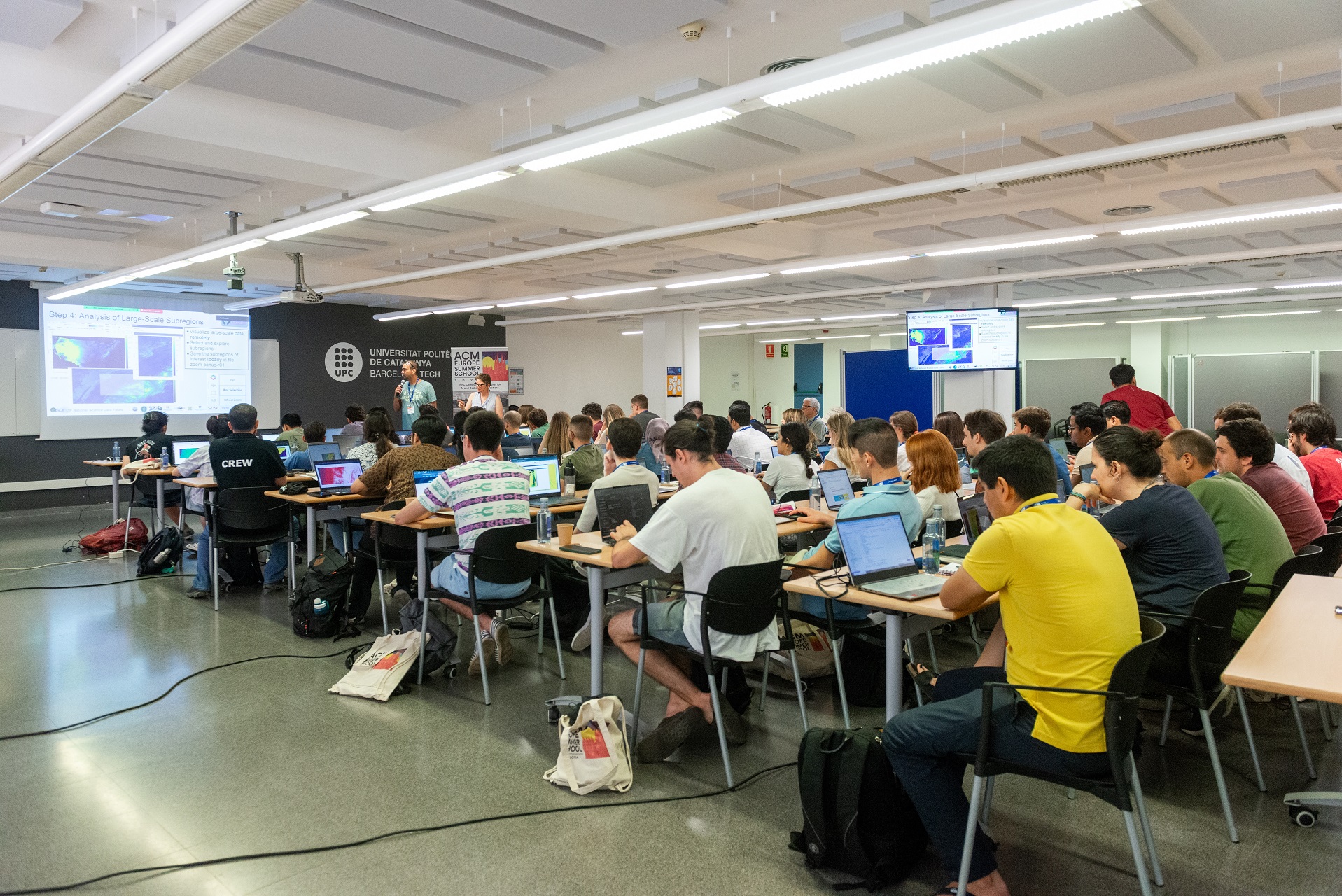 Photo of a lecture during the 2025 ACM Europe Summer School on HPC and AI